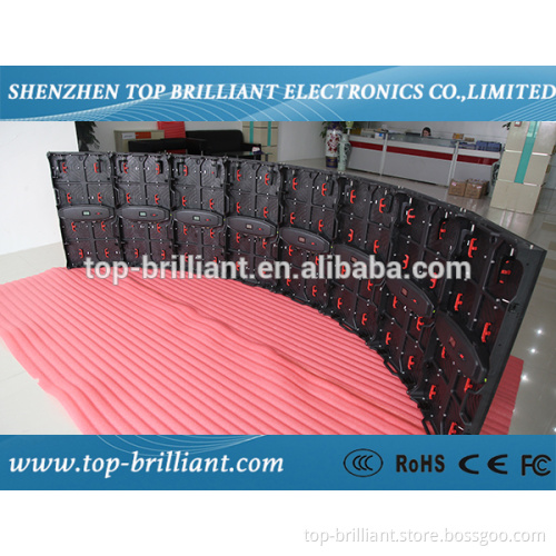Shenzhen Top Brilliant Electronics Co ltd hot selling outdoor 1000x500mm p4.81 p5.95 p6.25 curved led video panel